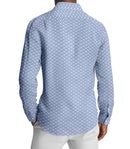 Image of a Sky-Blue & White End on End Prints Cotton Linen Blend Shirting Fabric