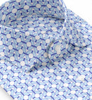 Image of a Sky-Blue & White End on End Prints Cotton Linen Blend Shirting Fabric