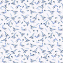 Image of a White & Blue Poplin Prints Giza Cotton Shirting Fabric