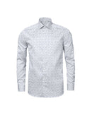 Image of a White & Blue Poplin Prints Giza Cotton Shirting Fabric