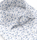 Image of a White & Blue Poplin Prints Giza Cotton Shirting Fabric