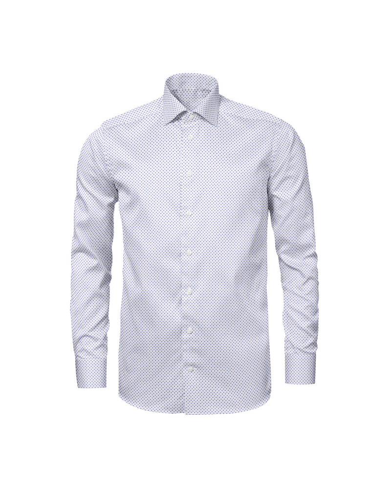Image of a White & Blue Poplin Prints Giza Cotton Shirting Fabric
