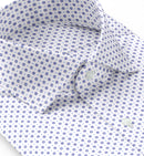 Image of a White & Blue Poplin Prints Giza Cotton Shirting Fabric