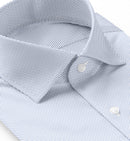 Image of a White & Blue Satin Prints Giza Cotton Shirting Fabric