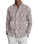 Image of a White & Charcoal End on End Prints Cotton Linen Blend Shirting Fabric