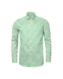 Image of a White & Green End on End Prints Cotton Linen Blend Shirting Fabric