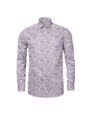 Image of a White & Lilac End on End Prints Cotton Linen Blend Shirting Fabric