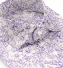 Image of a White & Lilac End on End Prints Cotton Linen Blend Shirting Fabric