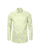 Image of a White & Lime End on End Prints Cotton Linen Blend Shirting Fabric