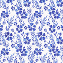 Image of a White & Mid-Blue End on End Prints Cotton Linen Blend Shirting Fabric
