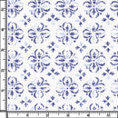 Image of a White & Mid-Blue End on End Prints Cotton Linen Blend Shirting Fabric