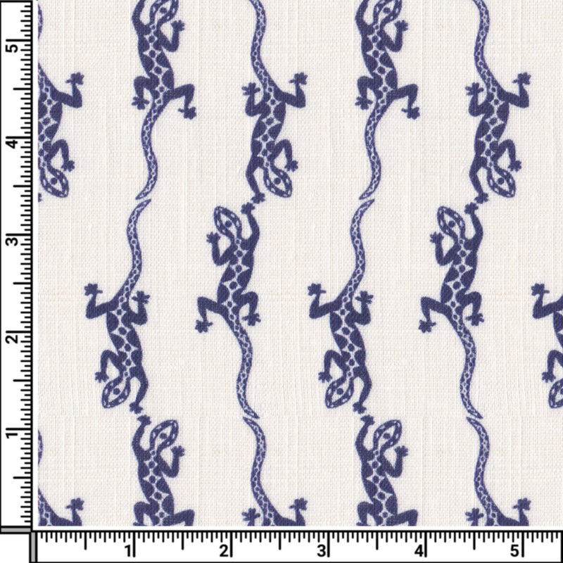 Image of a White & Navy-Blue End on End Prints Cotton Linen Blend Shirting Fabric