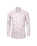 Image of a White & Pink End on End Prints Cotton Linen Blend Shirting Fabric