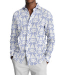 Image of a White & Purple End on End Prints Cotton Linen Blend Shirting Fabric