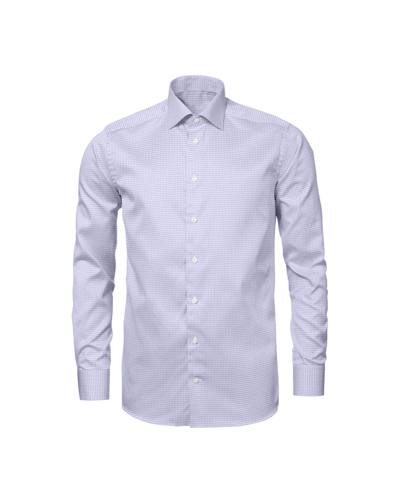 Image of a White & Purple Satin Prints Giza Cotton Shirting Fabric