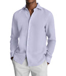 Image of a White & Purple Satin Prints Giza Cotton Shirting Fabric
