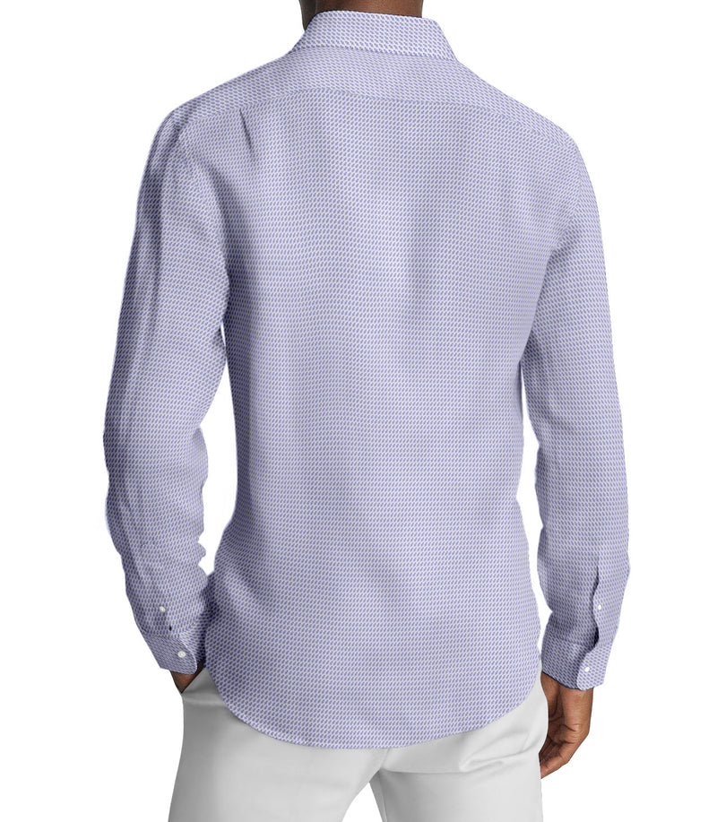 Image of a White & Purple Satin Prints Giza Cotton Shirting Fabric