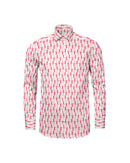 Image of a White & Red End on End Prints Cotton Linen Blend Shirting Fabric