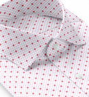 Image of a White & Red Poplin Prints Giza Cotton Shirting Fabric