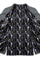 Image of a black & Blue Satin Prints Poly Viscose Lining Fabric