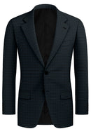 Image of a Black & Cyan Worsted Dobby Merino Wool Blazers Fabric
