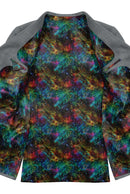 Image of a Black & Light-Green Satin Prints Poly Viscose Lining Fabric