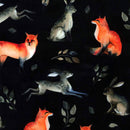 Image of a Black & Orange Satin Prints Poly Viscose Lining Fabric