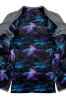 Image of a Black & Purple Satin Prints Poly Viscose Lining Fabric