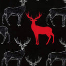 Image of a Black & Red Satin Prints Poly Viscose Lining Fabric