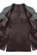 Image of a Black & Red Satin Prints Poly Viscose Lining Fabric