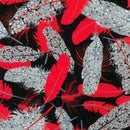 Image of a Black & Red Satin Prints Poly Viscose Lining Fabric