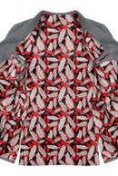 Image of a Black & Red Satin Prints Poly Viscose Lining Fabric