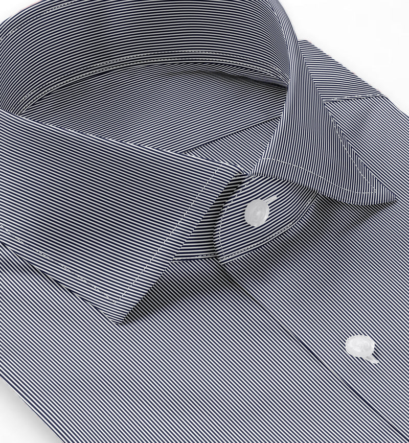 Image of a Black & White Twill Stripes Giza Cotton Shirting Fabric