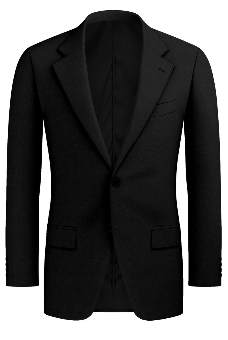 Image of a Black Flannel Twill Merino Wool Blazers Fabric