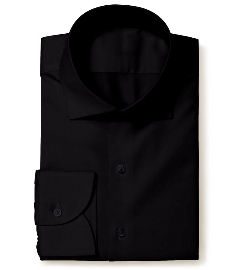 Image of a Black Pinpoint Dobby Giza Cotton Shirting Fabric