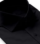 Image of a Black Poplin Micropattern Giza Cotton Shirting Fabric