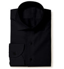 Image of a Black Poplin Micropattern Giza Cotton Shirting Fabric