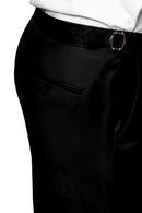 Image of a Black Worsted Dobby Merino Wool Pants Fabric