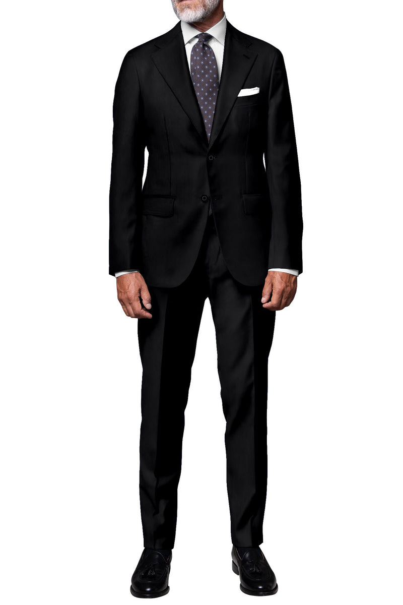 Image of a Black Worsted Dobby Merino Wool Pants Fabric