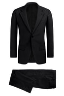 Image of a Black Worsted Dobby Merino Wool Suiting Fabric
