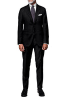 Image of a Black Worsted Dobby Merino Wool Suiting Fabric