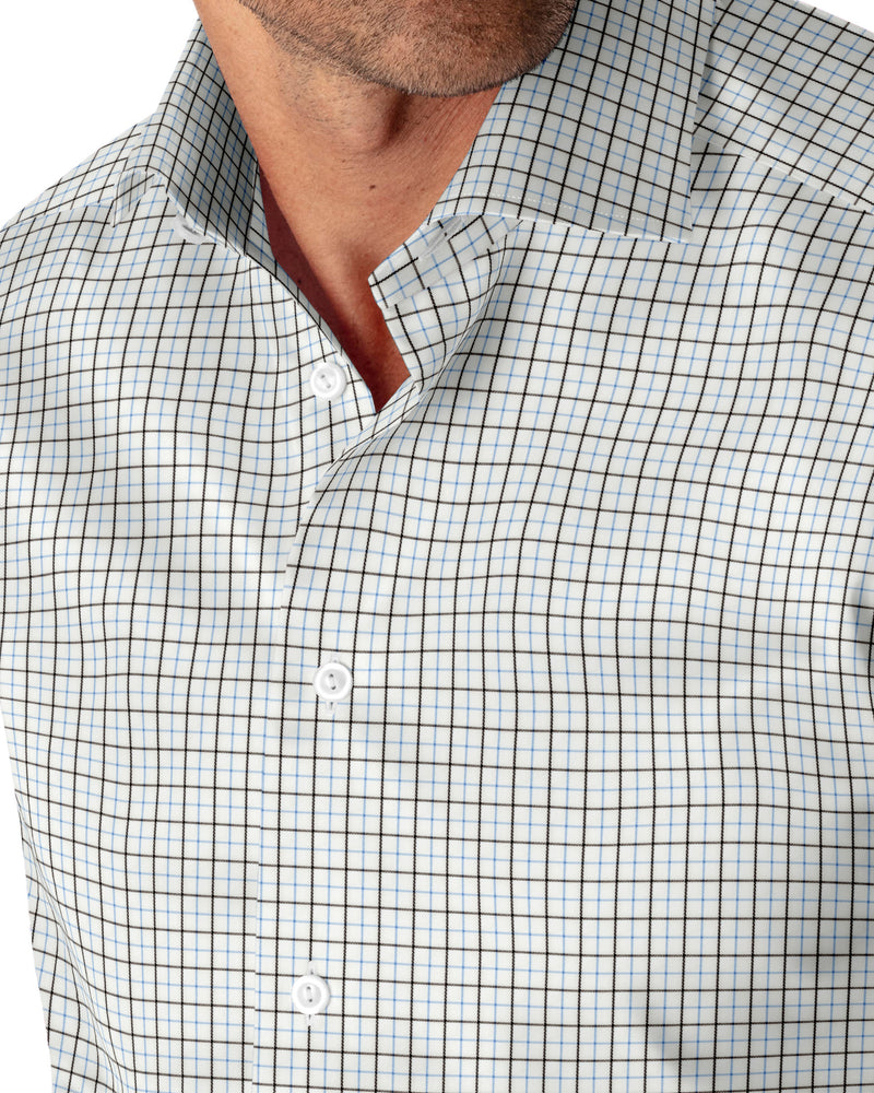Image of a Blue & Black Poplin Checks Giza Cotton Shirting Fabric