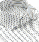 Image of a Blue & Black Poplin Stripes Giza Cotton Shirting Fabric