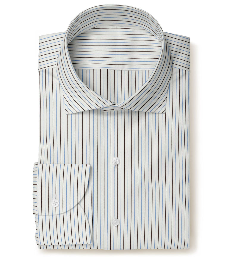 Image of a Blue & Black Poplin Stripes Giza Cotton Shirting Fabric