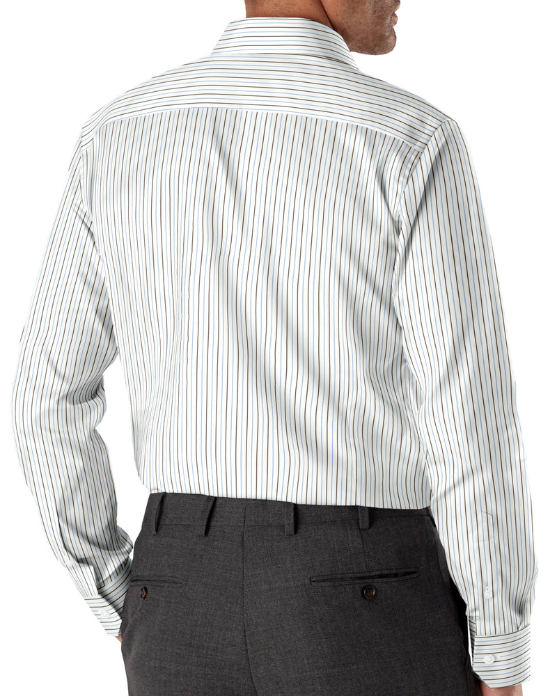 Image of a Blue & Black Poplin Stripes Giza Cotton Shirting Fabric