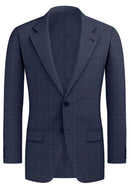 Image of a Blue & Black Worsted Checks Merino Wool Blazers Fabric