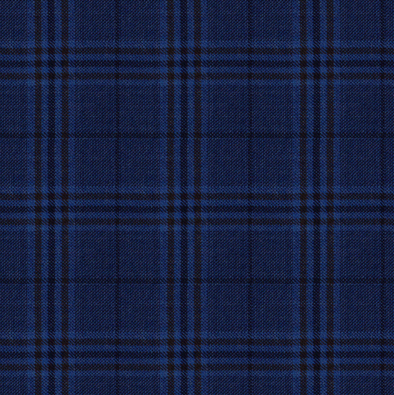 Image of a Blue & Brown Worsted Checks Merino Wool Pants Fabric