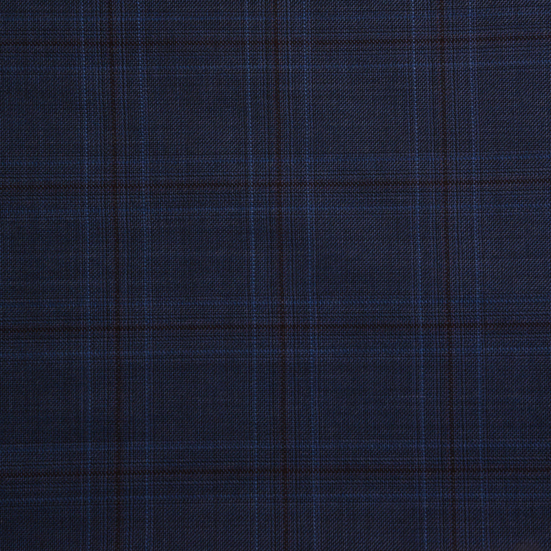 Image of a Blue & Burgundy Worsted Checks Merino Wool Blazers Fabric