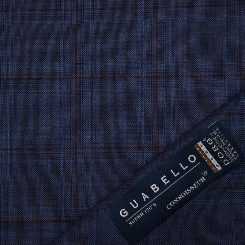 Image of a Blue & Burgundy Worsted Checks Merino Wool Blazers Fabric