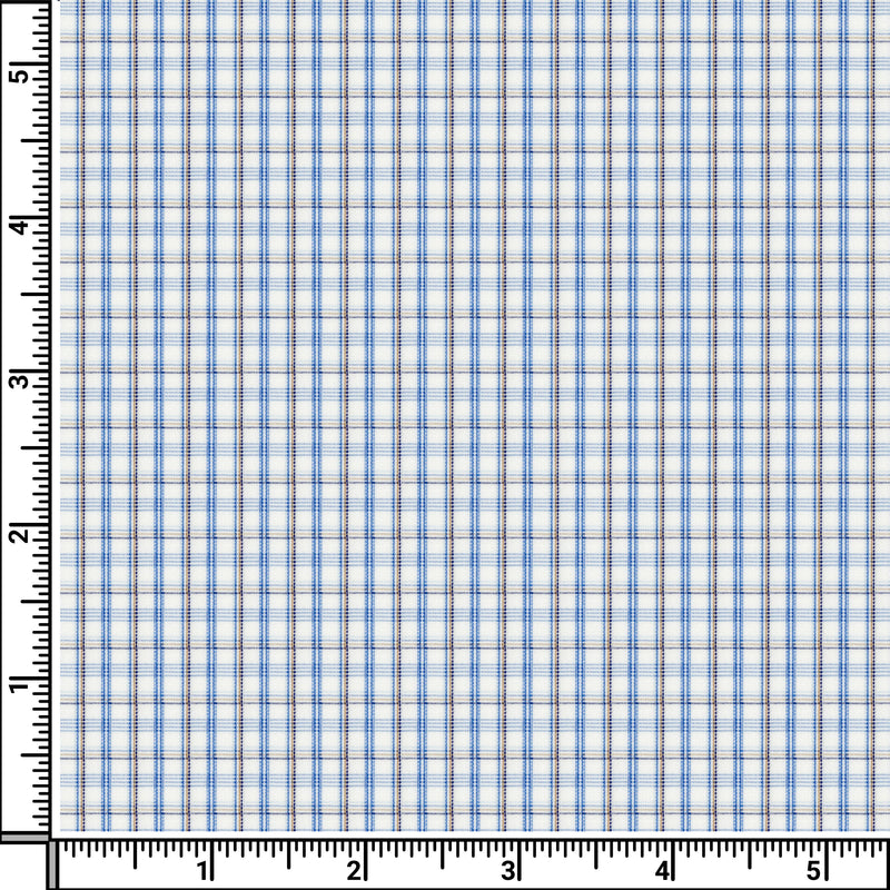 Image of a Blue & Grey Poplin Checks Giza Cotton Shirting Fabric